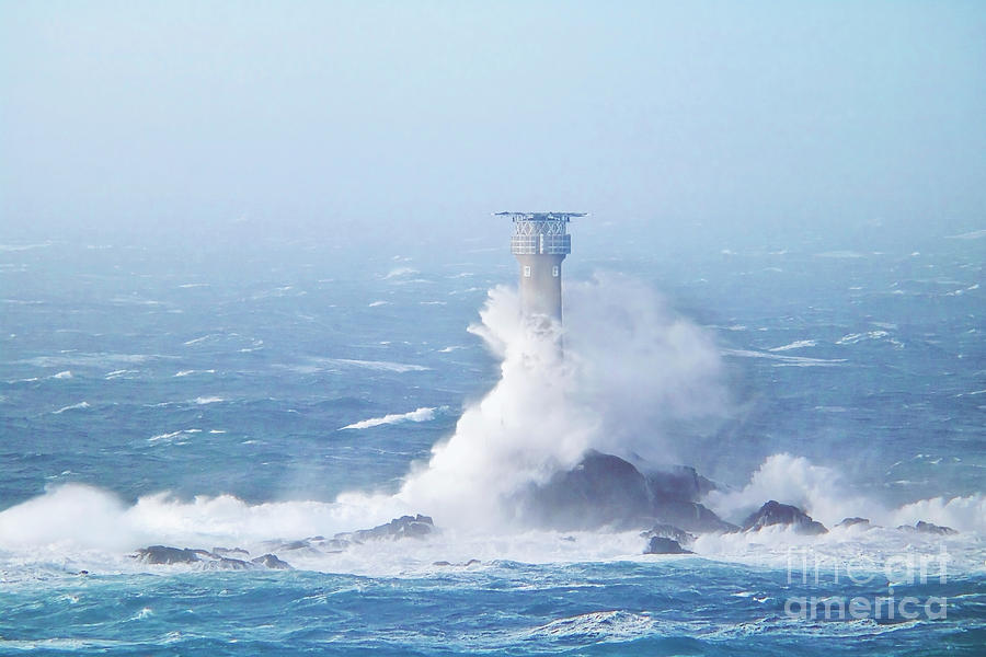 Longships Lighthouse During Storm Diana Photograph by Terri Waters