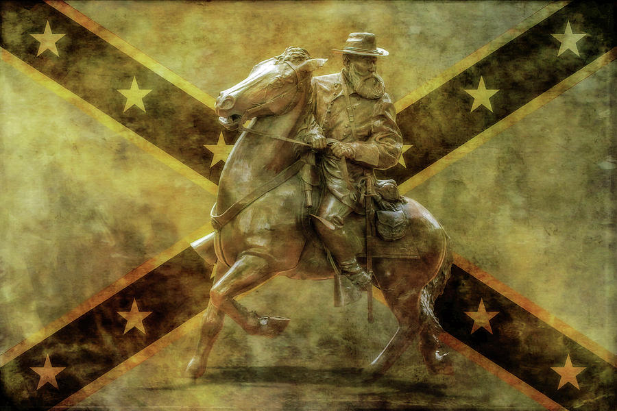 Longstreet Gettysburg Rebel Flag Gold Digital Art by Randy Steele