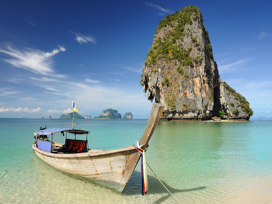 Longtail Boat at Railay Beach, Thailand Photograph by 4fr