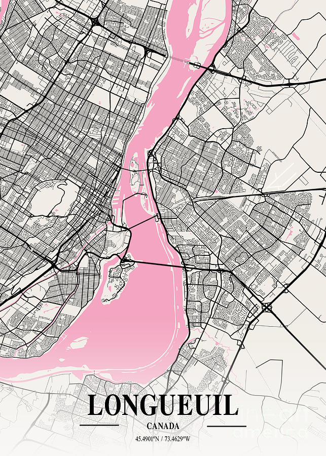 Longueuil - Canada Neapolitan City Map Digital Art by Tien Stencil - Pixels