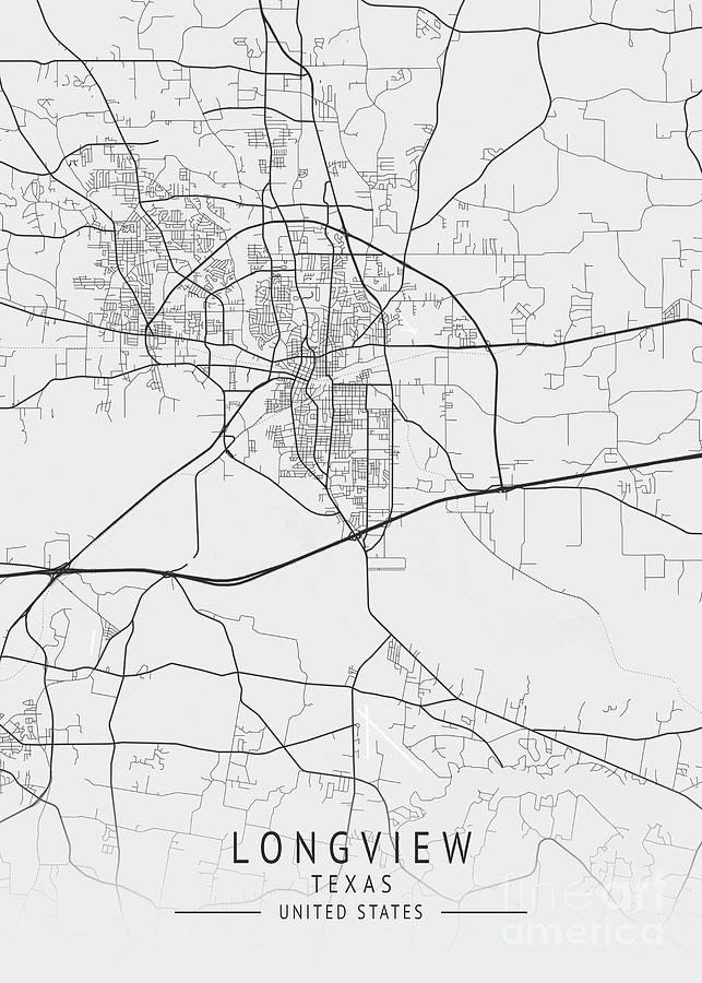 Longview Texas Us Gray City Map Digital Art By Tien Stencil Fine Art America 4057