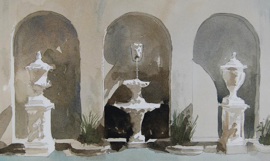 Longwood Fountain Garden Painting by Stephen Rutherford