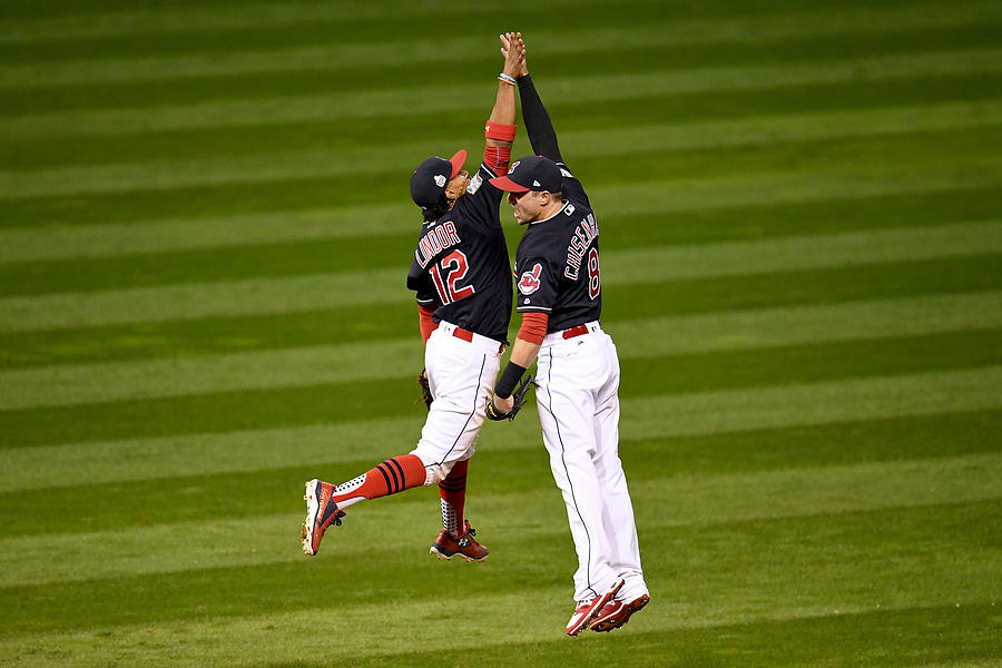 Lonnie Chisenhall and Francisco Lindor Photograph by Jason Miller