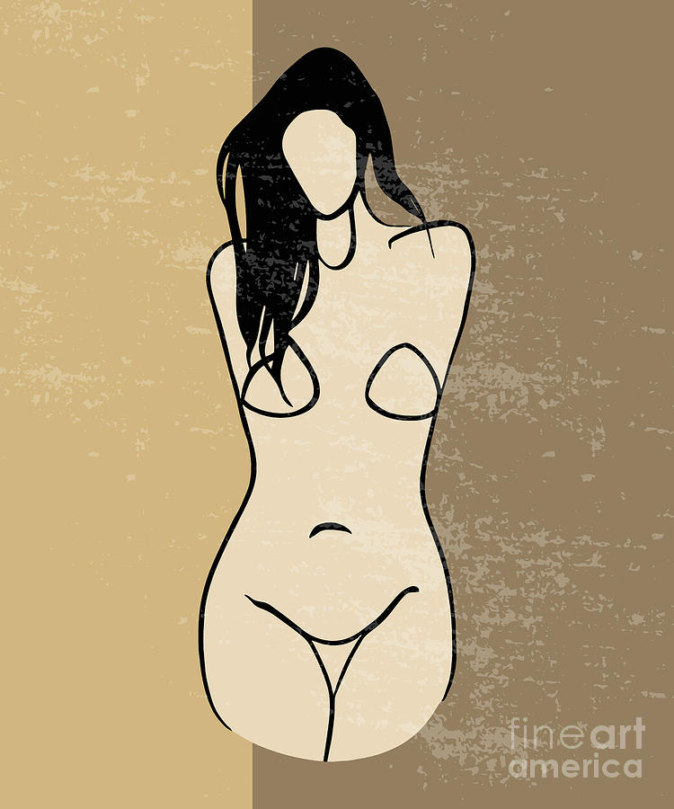 Black And White Drawing - Female Body Smile by Mounir Khalfouf