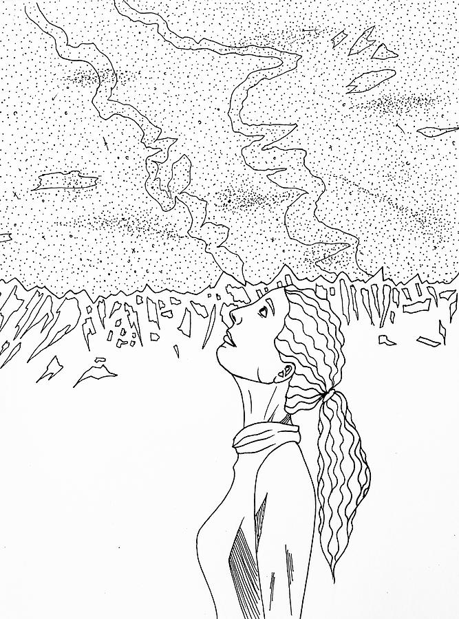 Look Into The Sky Drawing by Mackenna Swann