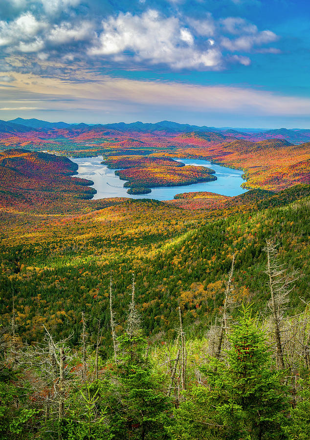 Fall Photograph - Lookin down on Lake Placid by Mark Papke