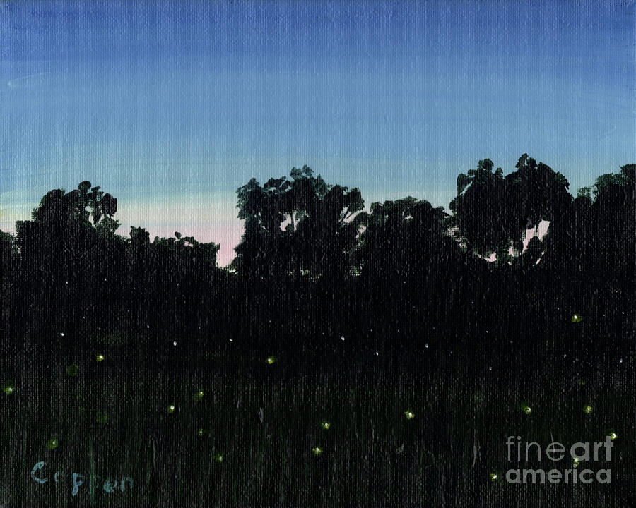 Looking Across the Marsh to the Woods on a Warm Night in June Painting by Robert Coppen