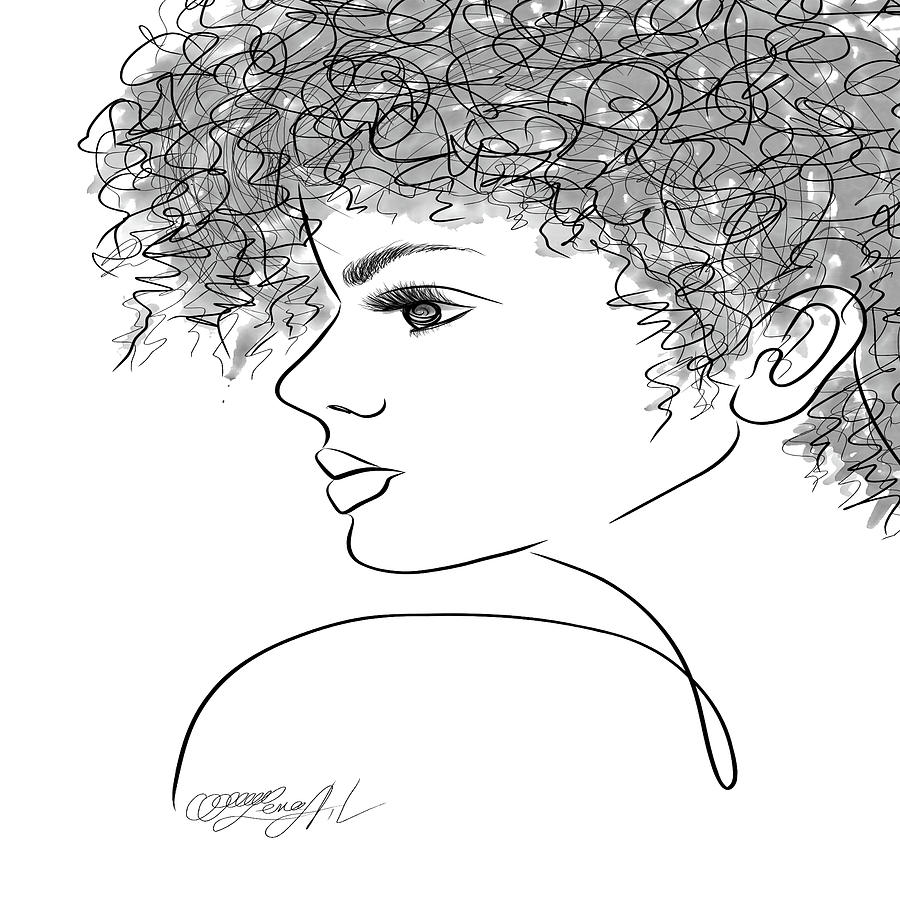 Looking Ahead Woman Face Profile Drawing Digital Art