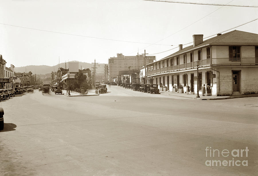 Monterey Photograph - Looking down Alvarado and Main Streets, Monterey Cal.,  July 13, 1929 by Monterey County Historical Society