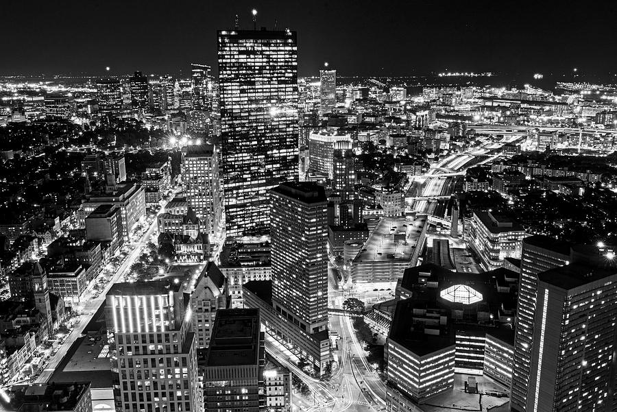 Looking down on Boston Boston MA Black and White Photograph by Toby McGuire