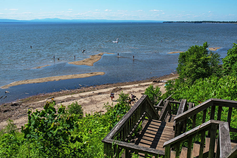 Looking down on Lake Champlain from the Island Line Bike Trail Photograph by Toby McGuire