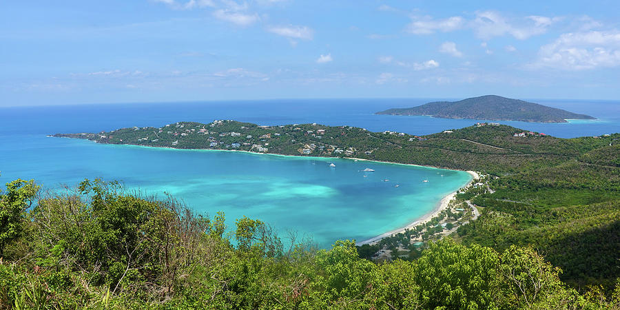 Looking down on Magens Bay Beach in Saint Thomas Caribbean Panoramic Photograph by Toby McGuire