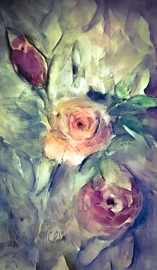 Looking Down on Morning Roses Painting by Lisa Kaiser
