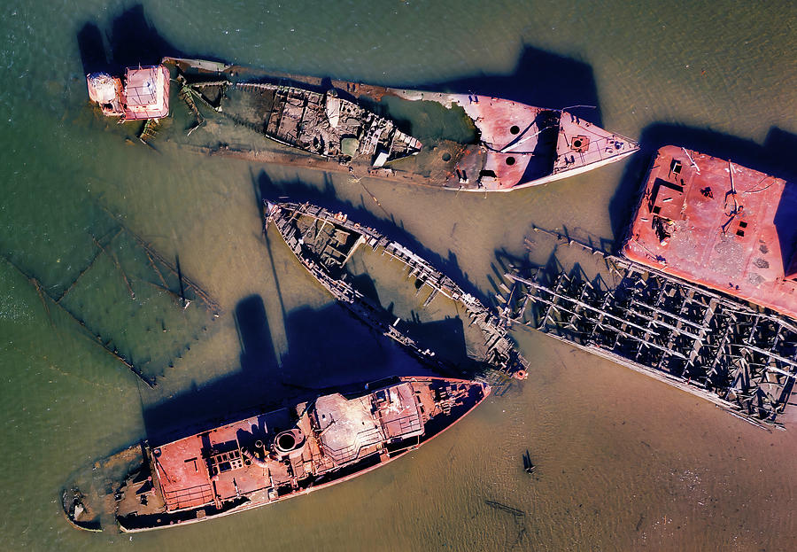 Looking Down on a Ship Graveyard Photograph by Jerry Fornarotto
