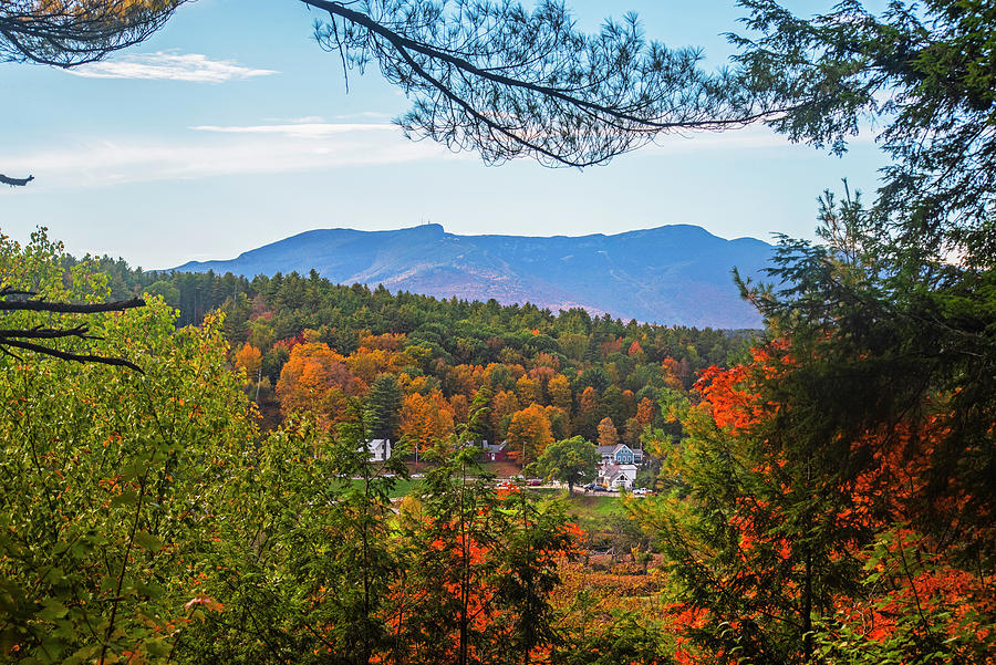 Looking Down on Stowe Vermont Colorful Trees Fall Fall Foliage Photograph by Toby McGuire
