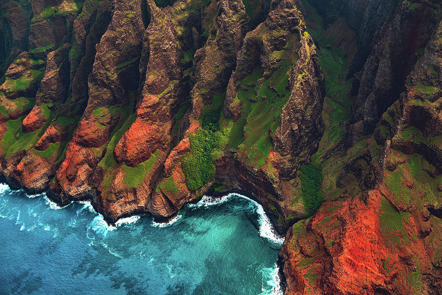 Mountain Photograph - Looking Down on the Na Pali Coast - Kauai, Hawaii by Abbie Matthews
