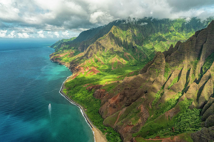 Looking Down the Coastline of Na Pali  Photograph by Betty Eich
