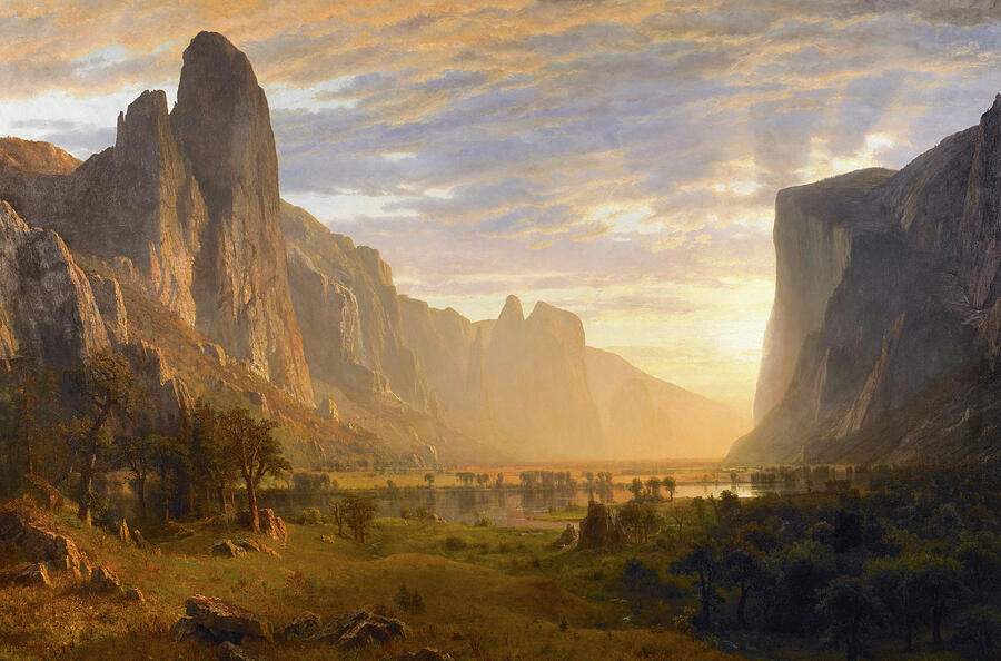 Albert Bierstadt  Painting - Looking Down Yosemite Valley California by Albert Bierstadt