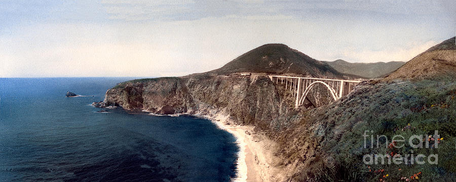 Bridge Photograph - Looking North at Bixby Landing and Bixby Bridge Circa 1933 by Monterey County Historical Society