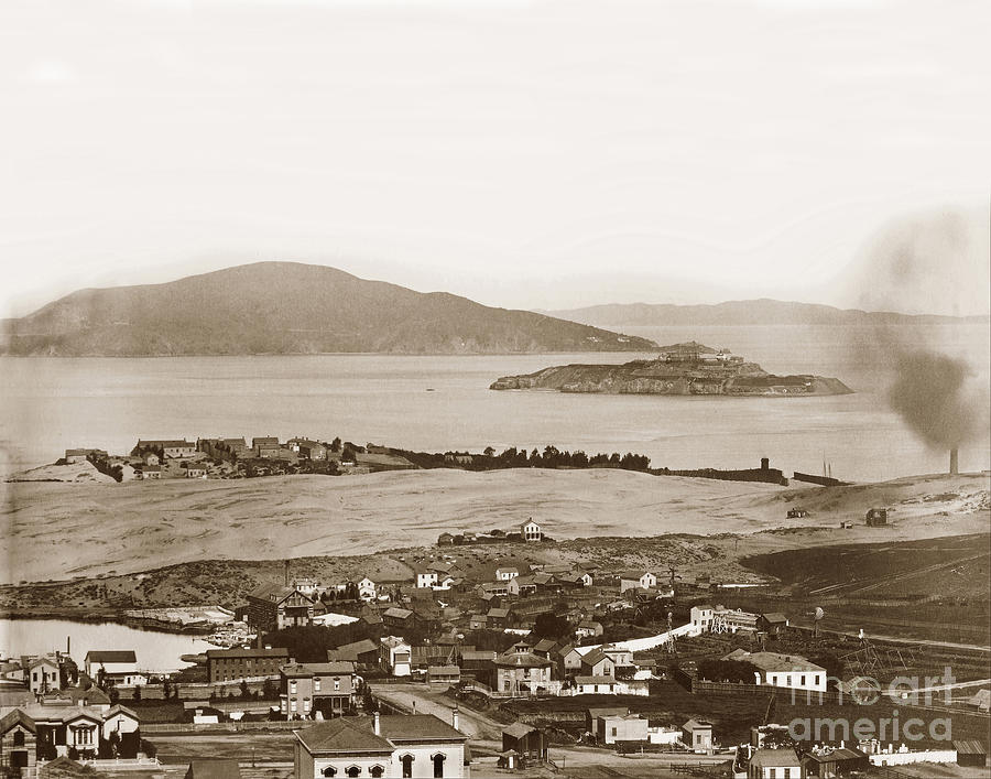 San Francisco Photograph - Looking north from Russian Hill,  across S. F. Bay to Alcatraz a by Monterey County Historical Society
