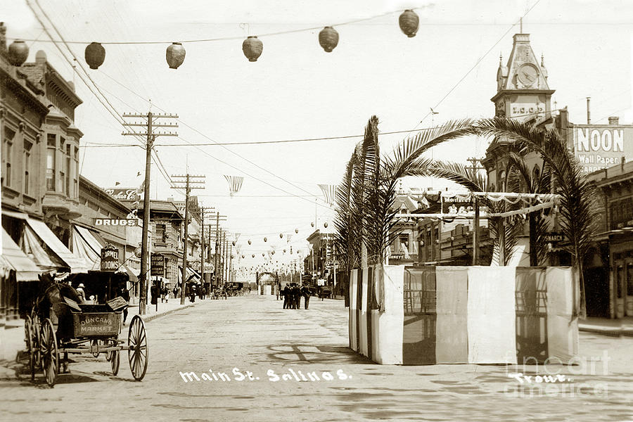 Main Street Photograph - Looking north on Main Street, Salinas, Calif. Circa 1905 by Monterey County Historical Society