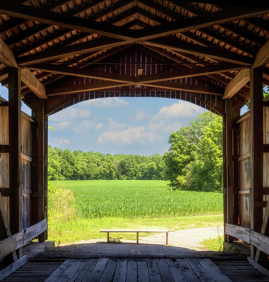 Looking Out Neet Covered Bridge - Parke County, Indiana Photograph by Susan Rissi Tregoning