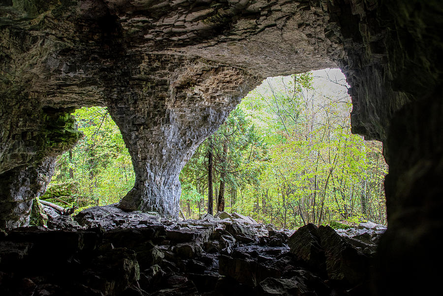 Looking Out of Bruces Caves in Ontario Photograph by John Twynam