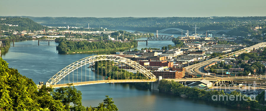 Looking Out Over The Pittsburgh West End Bridge Panorama Photograph by Adam Jewell