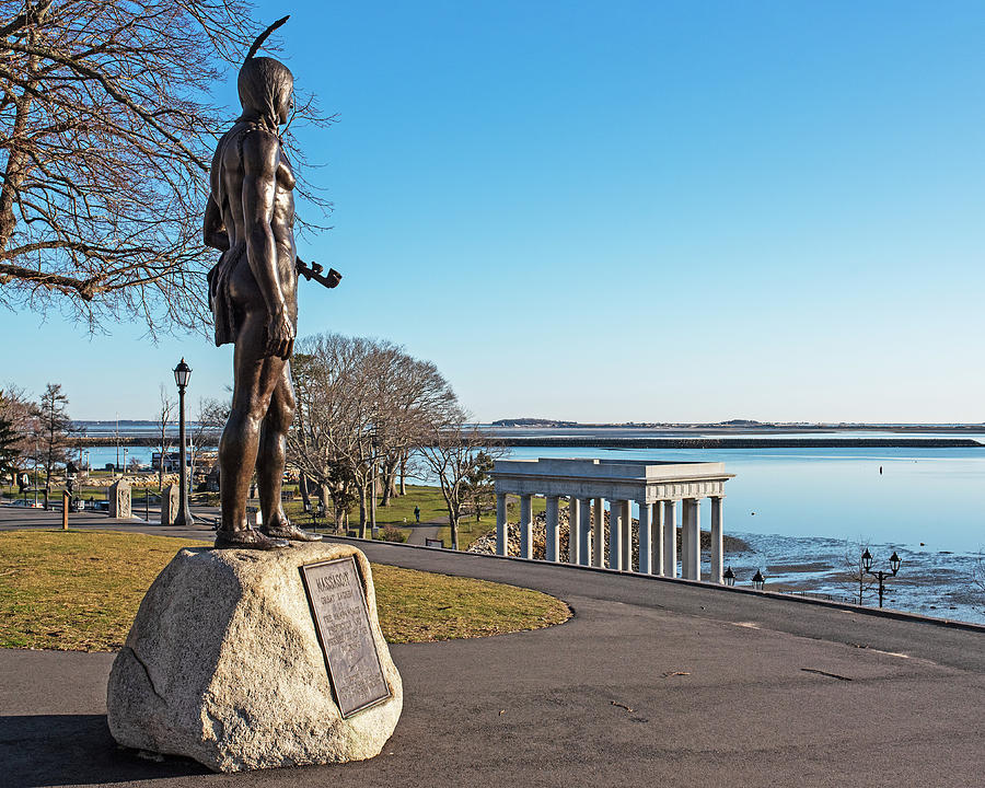 Looking over Plymouth Massachusetts Massassoit Great Sachem Statue Photograph by Toby McGuire
