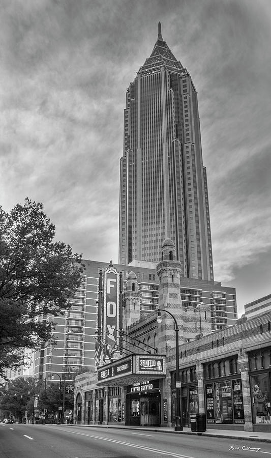 Atlanta GA Bank Of America Plaza Towering Over The Fox Theatre B W Architectural Art Photograph by Reid Callaway