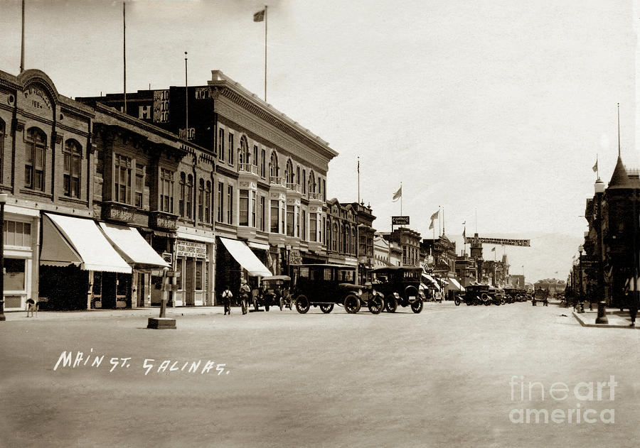 Main Street Photograph - Looking South down Main Street, Salinas 1918 by Monterey County Historical Society