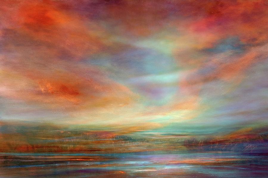 Looking to distance - colorful abstract landscapes Painting by Annette Schmucker