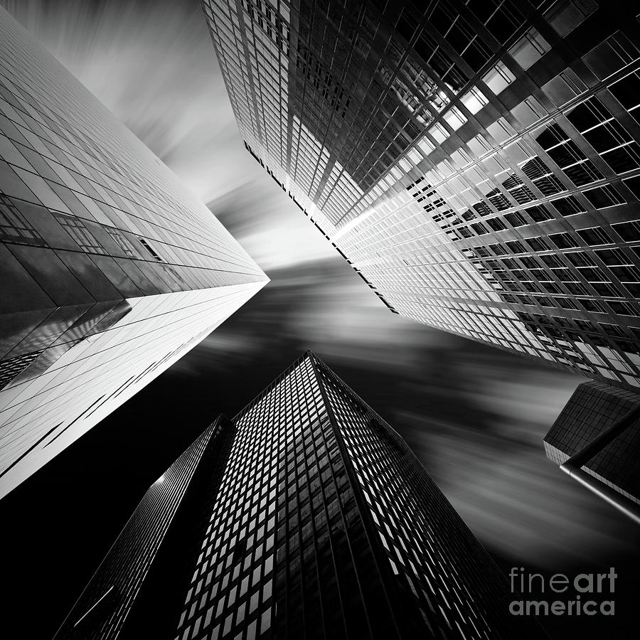 Looking up at modern buildings in New York Photograph by Delphimages Photo Creations