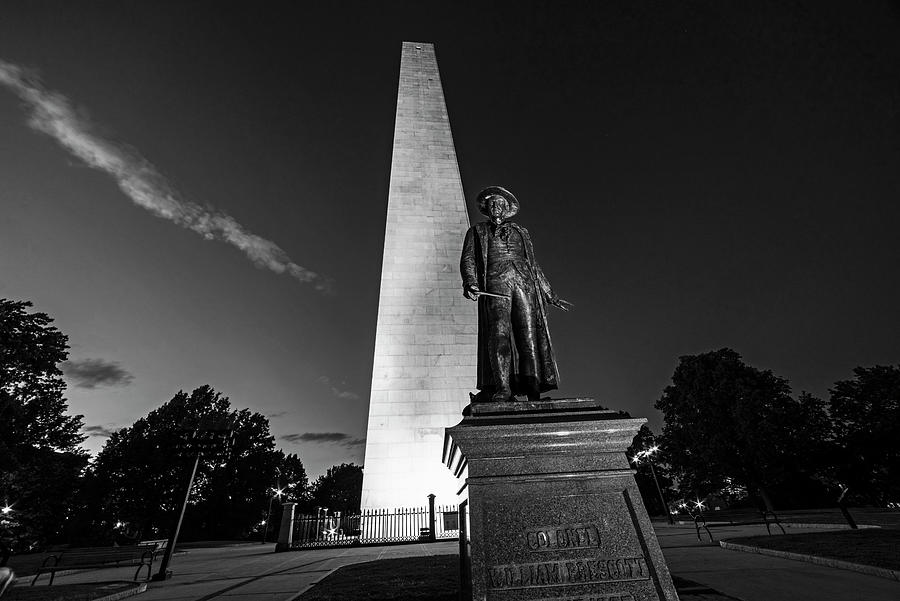 Looking up at the Bunker Hill Monument Charlestown MA Boston MA Twilight Black and White Photograph by Toby McGuire