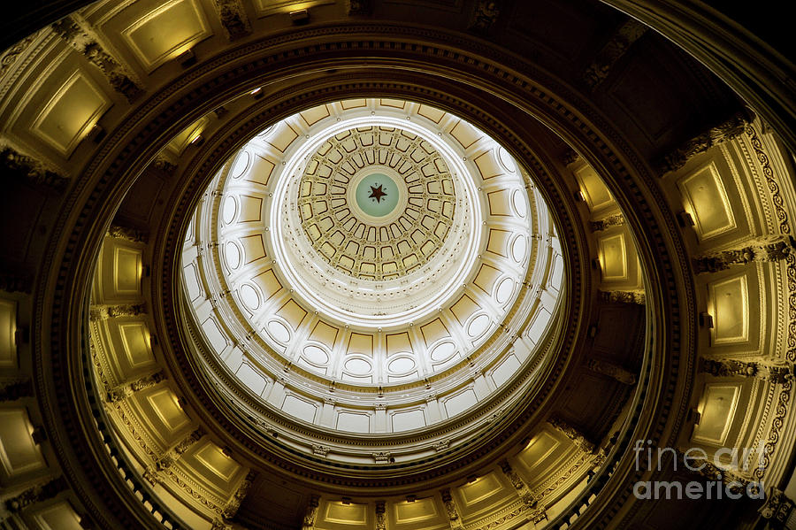 Looking up at the ceiling of the Texas State Capitol Building in downtown Austin, Texas. Photograph by Gunther Allen