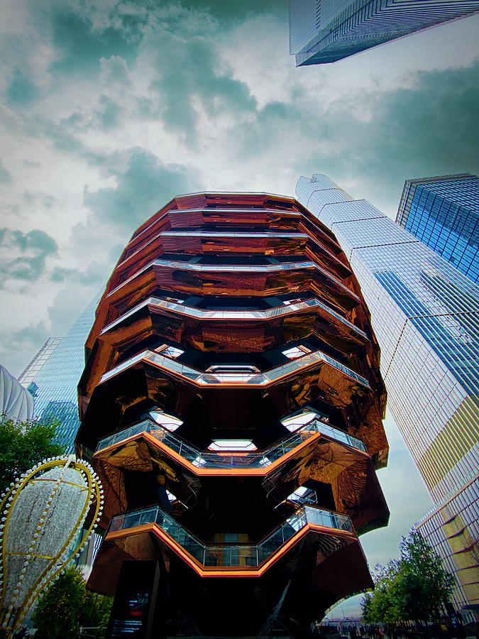 Looking up at Vessel Hudson Yards Photograph by Christine Ley