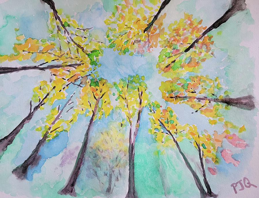 Looking Up Autumn Painting by PJQandFriends ART