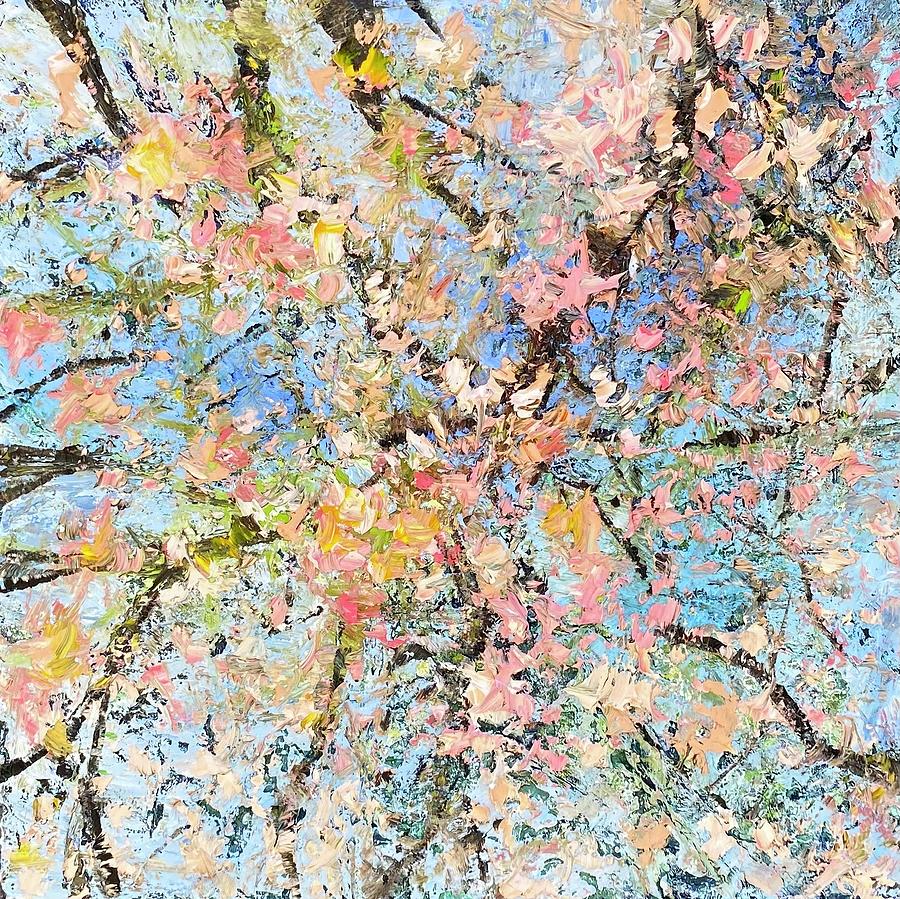 Tree Painting - Looking Up Cherry Blossoms  by Julia S Powell