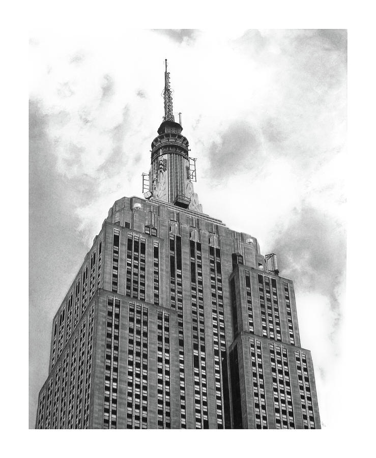 Looking Up Empire State Building Drawing by Greg DiNapoli Fine Art