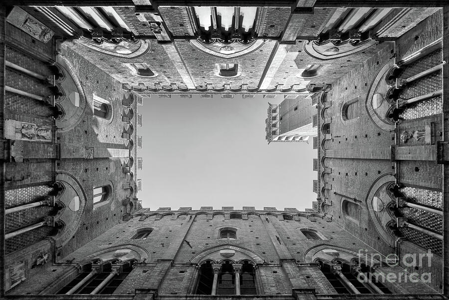 Looking up the Palazzo Pubblico of Siena Photograph by Delphimages Photo Creations