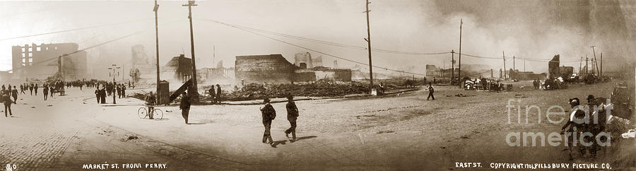 San Francisco Photograph - Looking up Market Street from Ferry Building April 1906 by Monterey County Historical Society