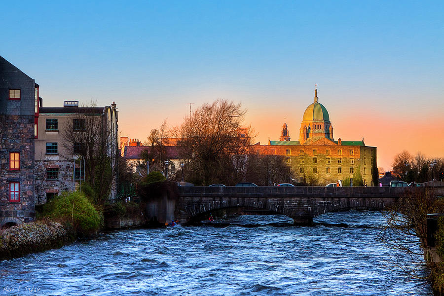 Looking up River Corrib to Galway Cathedral Photograph by Mark E Tisdale