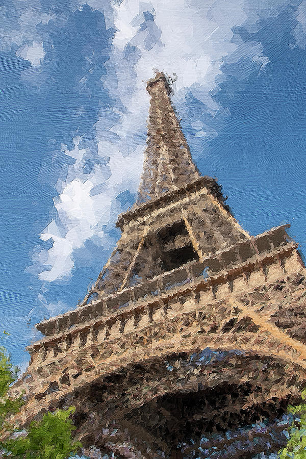 Looking Up The Eiffel Tower Oil Painting Photograph