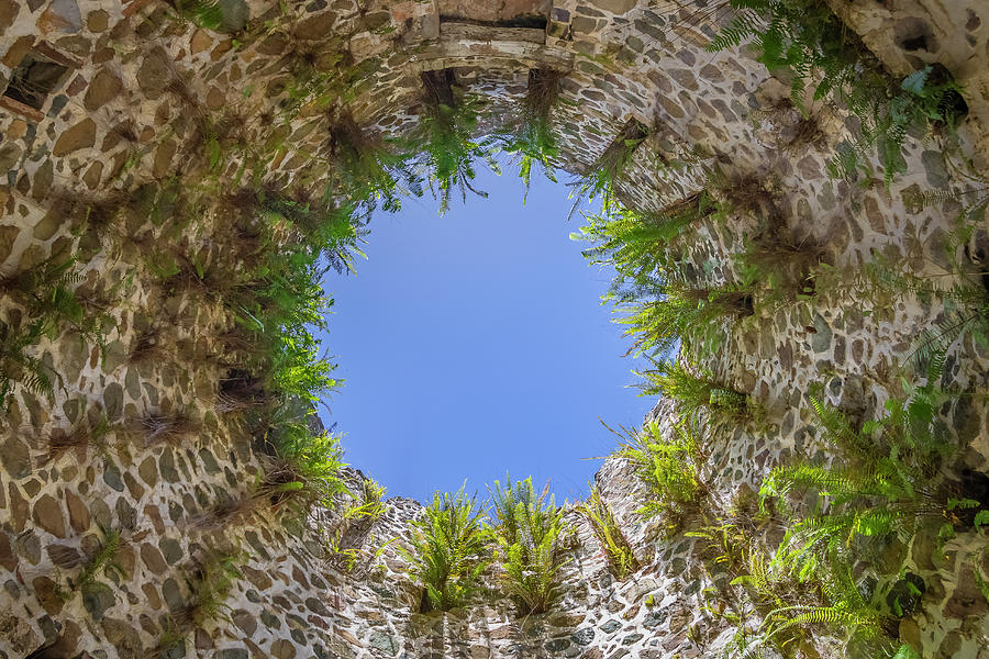 Looking Up Through Windmill Ruin Photograph
