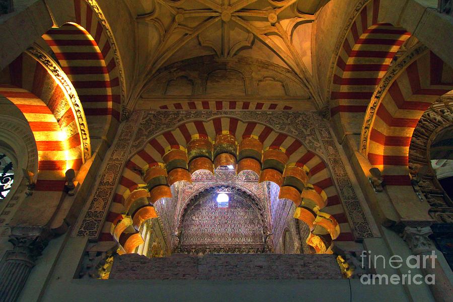Looking UP within the Mezquita de Cordoba Photograph by Tony Lee