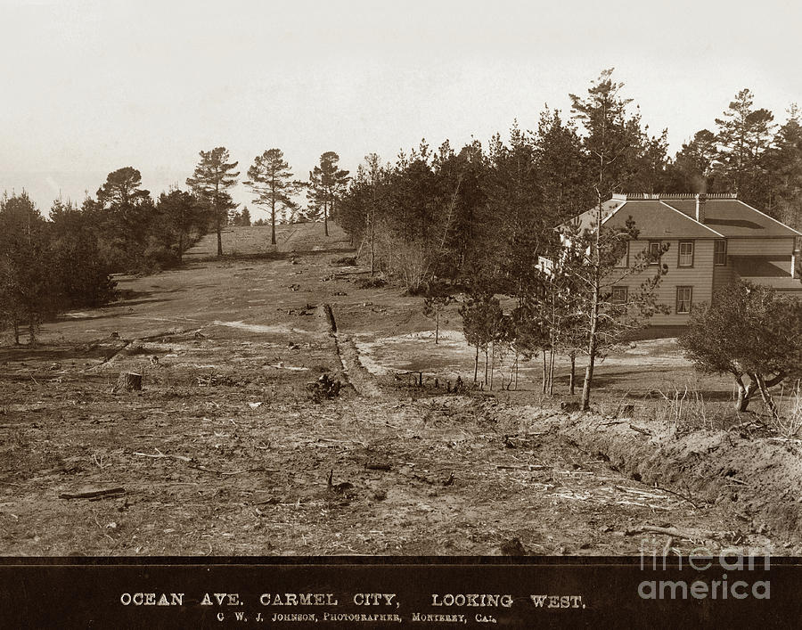 Juniper Photograph - Looking west at the Hotel Carmelo at the northwest corner of Junipro 1888 by Monterey County Historical Society