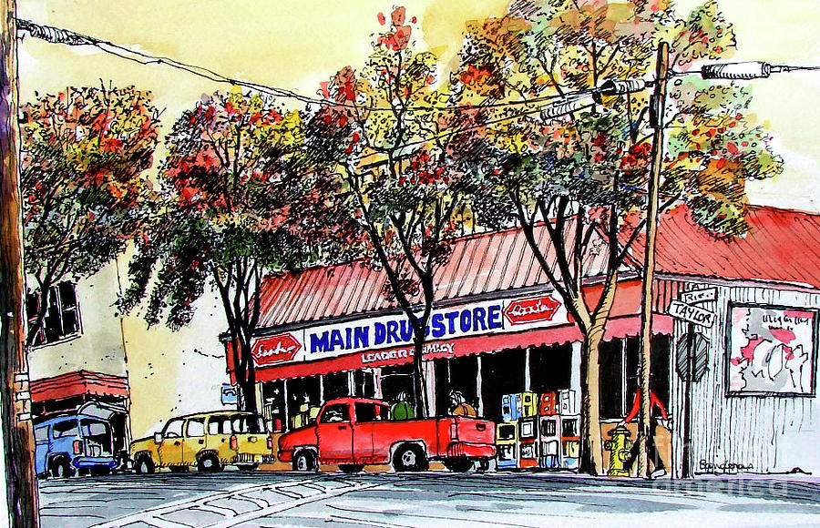 Loomis Main Drug Store Painting by Terry Banderas
