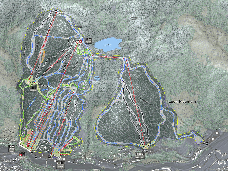 Loon Mountain Ski Resort Map Digital Art by Powder Addicts - Fine Art ...