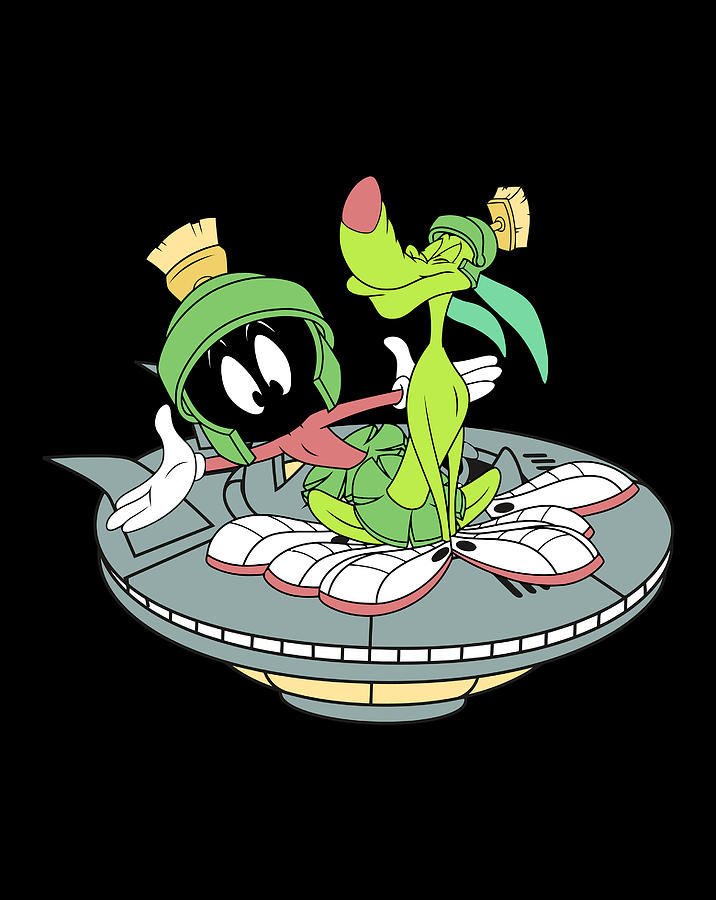 Looney Tunes Marvin The Martian K-9 Flight Drawing by Lucy Wilk