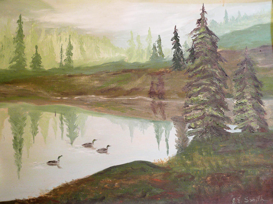 Loons Calling   Painting by Joel Smith